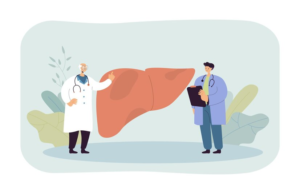 Illustration of Doctors Discussing Liver Disease